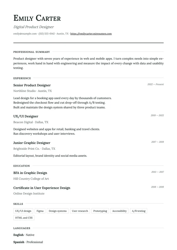 Academic resume template: small caps and double rules