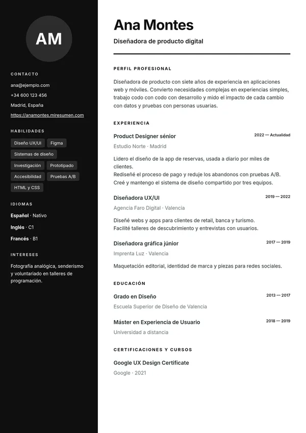 Diseño Lateral en color negro