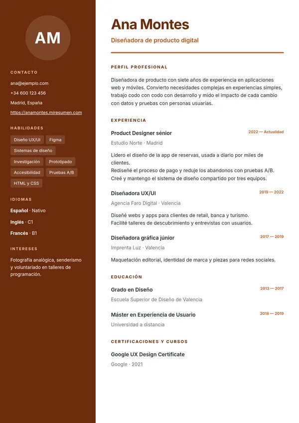 Diseño Lateral en color naranja