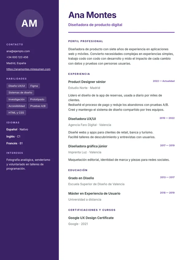 Diseño Lateral en color púrpura